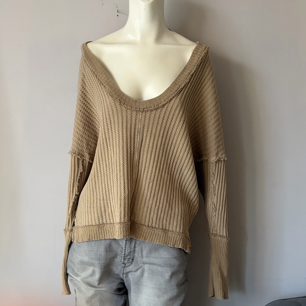 Free People Thermal Waffle Knit Blouse